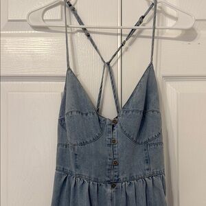 Denim Cami Tiered Maxi Dress
